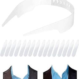 1 Pcs Shirt Collar Protector, Adjustable Shirt Stays for Men Collar Stand with 8 Pairs of Stays Slick Collar for Men Shirt Ideal for Daily Use and Gift Giving White-image-88