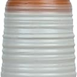 AMHSUS Handcrafted Ceramic Vase | Dual-Tone White & Terracotta Finish | Ribbed Texture | Home Decor Accent for Living Room, Tabletop, and Office. (8.5 Inch).-image-52