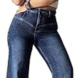 miss chase a+ Women's Wide Leg High Rise Regular Stretchable Denim Jeans-picture-29