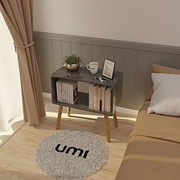 Amazon Brand - Umi Retro Bookcase Nightstand, End Table,Bed Side Table for Small Spaces Magazine Stand with Storage Engineered Wood Wooden Bedside Table, Coffee Table, Living Room/Bedroom (Grey)-30