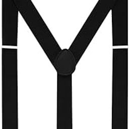 Kruti Garments Solid Color Mens Suspender Bow Tie Set Clip On Y Shape Adjustable Braces (Black)-image-31