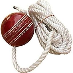 Ranac Red Leather Cricket Shot Practice String Hanging Ball, Red (Pack of 1 Ball)-59