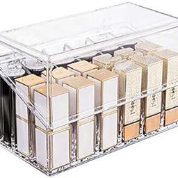MeRaYo 18 Compartments Acrylic Cosmetic Makeup Lipstick Organizer Display Stand with Dust Proof Lid Holder Storage Box for Dressing Table & Travelling-image-55