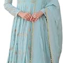 Kedar Fab Women Embroidery Georgette Anarkali Gown with Dupatta Set_SkyBlue-15
