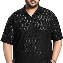 Plus Men's T-Shirt for Casual Wear | Polo Neck | Short Regular Sleeves | Half-Zip Closure | Plus Size T-Shirt Crafted with Comfort Fit for Everyday Wear-image-27