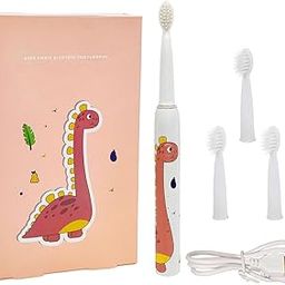FunBlast Electric Toothbrush For Kids Automatic Electronic Children Toothbrush With 5 Brushing Modes&Rechargeable Battery,Ultrasonic Toothbrushes With 3 Replacement Brush Heads (Dino,22.5 Cm),White-picture-10