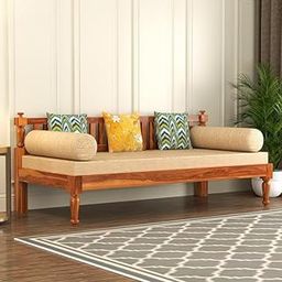 STRATA FURNITURE Solid Sheesham Wood 3 Seater Sofa Cum Diwan Bed for Living Room Bedroom Furniture Three Seater Sofa Wooden Couch Diwan Sofa Settee for Home, Hall, and Office (Natural Finish)-image-30