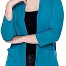 Front Open Shrug for Women & Girl | Women Waterfall Collar Front Open 3/4th Sleeves Long Cotton Shrug-11