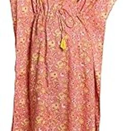 Peach & Yellow Cotton Floral Maternity Kaftan-image-60
