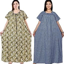 Cotton Nighty Maxi for Women – Combo of 2 Printed Plus Size Gowns | Comfortable Fit | Size 2XL to 4XL-image-19