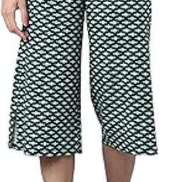 EA64 Quick Dry 4 Way Stretch Antimicrobial Mid Rise All Over Print Crop Length Palazzo Pants for Women with Side Slit, Relaxed Fit and Invisible Zipper Pocket-picture-54