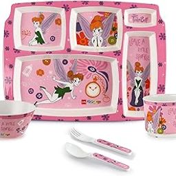Cello Kidzbee Pentameal Tinker Bell Melamine Meal Set for Kids, Set of 5, Light Pink | BPA Free and Food-Grade Material | Attractive and Kidfriendly Designs | Break Resistant & Durable Set-image-29