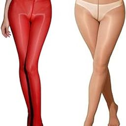 neska moda Pack of 2 Solid Oily Look Finish Shiny Nylon Opaque Stockings Cum Footed Dance Stockings Tights/Pantyhose Leggings For Women's & Girls -STK565andSTK567-picture-48