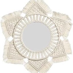 Lachicraft | Macrame Round Mirror for Bedroom Decor Handmade Boho Wall Hanging Aaina for Make Up Dressing and Living Room Party Home Decoration, 17 X 17 Inches, 1 Piece,Style-1-A-image-102