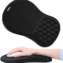 Tukzer Large Ergonomic Mouse Pad Wrist Support with Massage Design, Memory Foam, Non-Slip PU Base & Wrist Rest Pain Relief Mousepad for Desk, Gaming, Computer, Laptop, Home & Office (Hexa-Black)-0