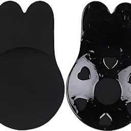 Women Push Up Strapless Backless Nipple Covers Brest Lift Tape Solid Slicone Patties Petals Strapless Adhesive Bras for Women (XXL, Black)-image-3