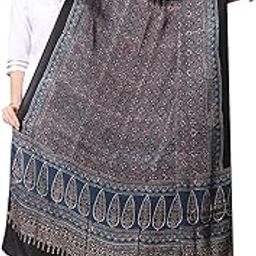 Women's Blue Modal Silk Handblock Printed Ajrakh Dupatta-image-33
