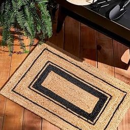 FIASCO Hand-Woven Natural Jute Rug Collection - Reversible, Braided, Eco-Friendly Carpets for Home Decor, Kitchen, Living Room, Bedroom, and Outdoor Spaces (2X3 Feet Jute Black Double Patti)-image-67