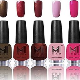 MI Fashion® 7 Days Lasting Healthy Nails Polish Combo - Metallic Coffee,Lava Lust,Metallic Maroon,Light Lilac and Passion Pink-5