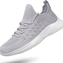 Womens Slip On Walking Shoes Non Slip Running Shoes Breathable Lightweight Gym Sneakers, Light Grey, 8.5-picture-37