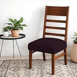 HOTKEI Pack of 6 Wine Dining Chair Seat Cover 200GSM Fabric Elastic Stretchable Protector Slipcover for Dining Table Chair Cover Set of 6 Seater-picture-10