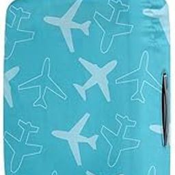 Blue Airplane Vybe Trolley Luggage Cover - Aqua - S-image-91