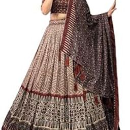 SORATH Women's Trending Designeer Tussar Silk Lehenga Choli Print with Foil Work With Unstitched Blouse Patola Print Adorned with Foil Work For Navrati || Wedding (maroon)-image-6