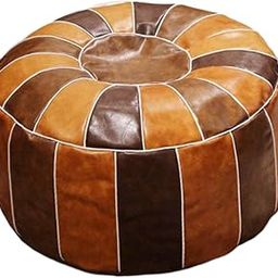 LR Decor Handmade Boho Moroccan Pouf Cover Unfilled Multi Color Brown-image-47