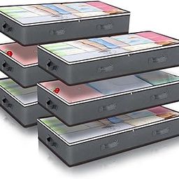 STARFLYER Clothes Storage, Foldable Blanket Storage Bags, Storage Containers for Organizing Bedroom, Closet, Clothing, Comforter, Organization and Storage with Lids and Handle, Grey (3, FLAT UNDERBED)-image-90