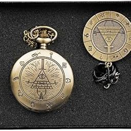 Weird Town Triangle Devil Quartz Pocket Watch Gravity Bill Cipher Fall Time Necklace Pendant Clock Gifts-image-61