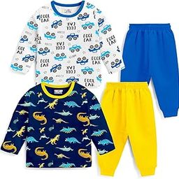 Kids Regular Fit Cotton T-Shirts and Pyjamas Set-image-2