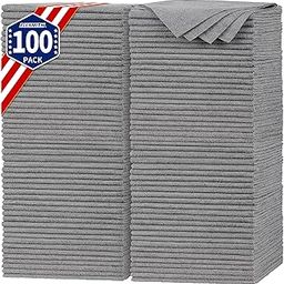 FIXSMITH Shop Towels, Pack of 100, Grey Microfiber Cleaning Cloth Bulk, Microfiber Towels for Cars, All-Purpose Absorbent Cleaning Rags, Dust Cloth for Automotive, Mechanic, Garage, 11.5 x 11.5 inch-image-62