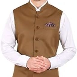 Men’s Nehru/Modi Jacket (Waistcoat) along-with Inner pocket - Premium Cotton Fabric with Polyester lining, Stylish Sleeveless Bandhgala Regular Fit for Festive, Casual, or Occasional-image-25
