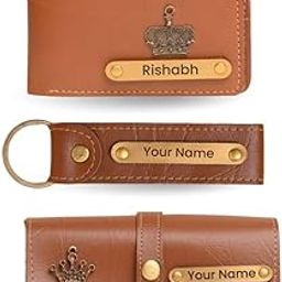 3-in-1 Personalised Combo Set - Tan | Vegan Leather Wallet with Goggle Case and Keychain | 6 Card Slots-image-84
