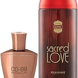 Ajmal CD 99 Mukhallat Concentrated Perfume Oil Floral Oriental Alcohol-free Attar 14ml for Unisex and Sacred Love Deodorant Floral Musky Fragrance 200ml for Women FREE-image-81
