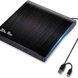 BLUERICE External DVD/CD +/- RW Drive for Laptop Desktop MacBook PC Linux Mac OS Windows 7/8/10/XP/Vista, USB 3.0 Portable CD DVD ROM Rewriter Burner Writer-19