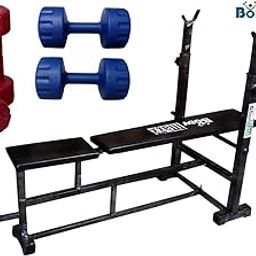Body Maxx Multi 4 in 1 Bench Press (Incline Decline Flat Abs) with 12 Kg Dumbells Sets-71