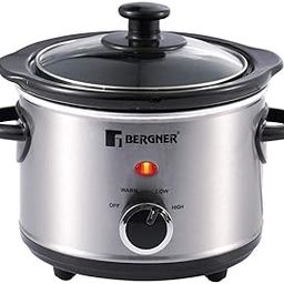 Bergner Elite Electric Cooker, 120W, 1.5 L for Low & High Temperature Food Warming/Slow Cooking, Ceramic Pot with Glass Lid, Body Stainless Steel, Pot & Lid Dishwasher Ready, Cool Touch Handling-picture-13