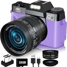 VJIANGER 4K Digital Camera for Photography 48MP WiFi Vlogging Camera with 180° Flip Screen, 16X Digital Zoom, 52mm Wide Angle & Macro Lens, 2 Batteries, 32GB TF Card(W02-CY13)-picture-28