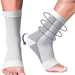 Compression Socks Open Toe | Bamboo Cotton Compression Sock Women | Ecosync | Nano Sock for Men Neuropathy | White | Plantar Fasciitis | Arch Support | Foot & Ankle Swelling | Heel Pain | Injury Recover|-23