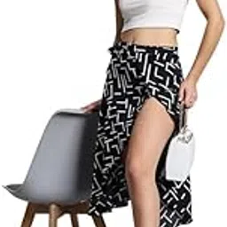 bodyfigure Women's Midi Textured Print Wrap Around Skirt | Women Wear Midi Skirt-picture-32