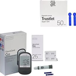 ARKRAY GlucoCard G+ Diabetes Kit with 25 Individually pack strips + FREE 50 Trustlet Super soft Lancet-16