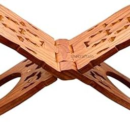 Large Wooden Stand for Reading Holy Books - Ramayanam, Bhagavat Gita, Bible, Quran | Handmade Sheesham | Spiritual | Brown | Folding Reading Stand | SHECRAFTSIN (9 inch)-picture-21