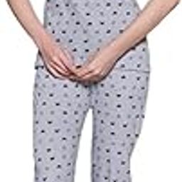 Women's Cotton Night Suit Set, Heart Print, Black, Short Sleeve Top with Pyjama-image-29
