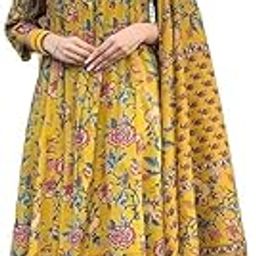 Women's Cotton Blend Anarkali Printed Kurta with Palazzo & Dupatta-54
