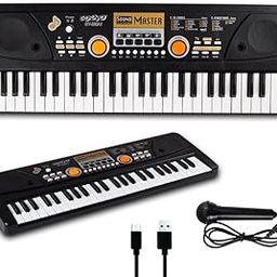 Gooyo GY-530A1 Big Piano Keyboard with Microphone | 49 Keys, 8 Rhythms, 8 Tones, In-Built Demos & Song Record Feature | Black Color, Dual Power Supply Source: Micro USB Cable (Included)-image-93