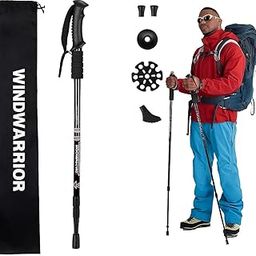 WINDWARRIOR Adjustable Trekking Poles – Lightweight Aluminum Hiking Sticks with Shock Absorbers & Terrain Tips – Foldable Walking Poles for Men, Women & Kids with Storage Bag (Black, Set of 1)-image-31
