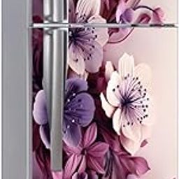 Floral Pattern Double Door Fridge Sticker, 63 x 24Inch| 3D Waterproof Vinyl Sticker, Self-Adhesive | Fridge Sticker for Home Decoration, (Dark Purple Orchid)-image-26