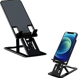 Cell Phone Stand for Large Phones, Fits iPhone Xs Max and Samsung Galaxy S9/S8/S7/S6/S5/S4/S3/S2, Fully Foldable, Height and Angle Adjustable, Desktop Plastic Phone Holder (Black)-image-14