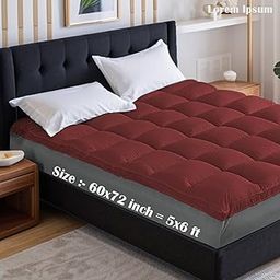 Soft 1000 GSM Mattress Padding/Topper for Comfortable Sleep (Maroon, 5Ft x 6 Ft - Queen 60X72Inch, Polycotton)-image-67